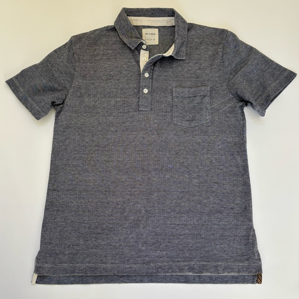 Billy Reid.  Men’s polo shirt.  Large.  Blue/white.